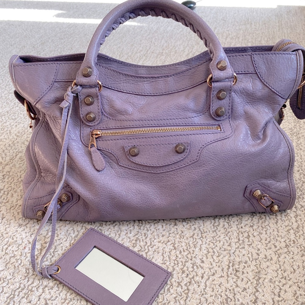 Balenciaga Glycine City bag (light purple/lavender color) w/ Rose gold hardware